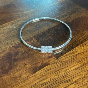 Crystal Silver-Tone Bangle Bracelet